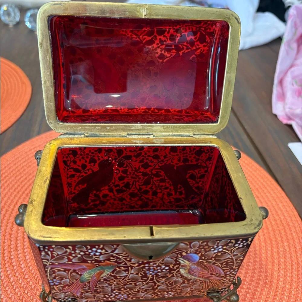 Rare Moser Vintage Antique 19 th century Bohemian Ornate enameled trinket box - Picture 10 of 14